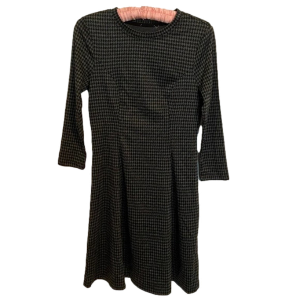 Beach lunch lounge houndstooth pleated knee-length Aline dress